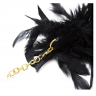 Черные мягкие наручники из перья с цепочкой photo 3