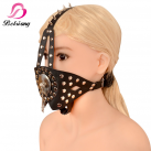 Кляп с пробкой из клепаной и шипованной кожи photo 2