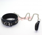 Ошейник из искусственной кожи с поводком на цепочке photo 2