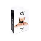 Нашийник з натуральної шкіри із заклепками та стразами Art of Sex - Jenna Collar, Чорний photo 4