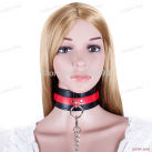 Кожаный ошейник с красной вставкой photo 2