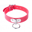 Кожаный мягкий ошейник с кольцом, цвет красный photo 6