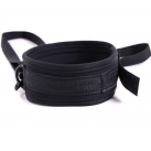 Черный мягкий ошейник с поводком для БДСМ photo 3