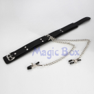 Кожаный ошейник с металлическими зажимами для сосков photo 1