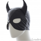 Маска черная кожаная с рожками photo 1