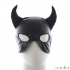 Маска черная кожаная с рожками photo 2