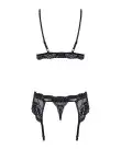 Мереживний комплект білизни Obsessive 810-SEG-1 L/XL Black, бюстгальтер, стрінги, пояс для панчіх photo 4
