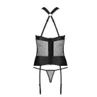 Сітчастий комплект корсет з халтером, зйомні підв'язки та трусики Amanda Corset black L/XL - Passion photo 6