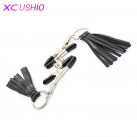 Зажимы для сосков с кожаными кисточками для БДСМ photo 3