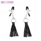 Зажимы для сосков с кожаными кисточками для БДСМ photo 1