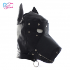 Черная кожаная маска DW-435 для БДСМ игр photo 3