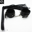 Кожаные наручники и плеть EJMW ELDJ48, 2 шт./комплект photo 3