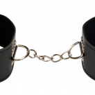 М'які чорні шкіряні наручники із замками photo 1
