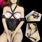 Черное кожанное белье с регулируемым поясом photo 4