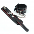 Черные наручники на лодыжки Smspade из натуральной кожи с металлической цепью photo 5