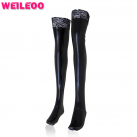 Латексные черные чулки с кружевами photo 2