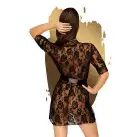 Комплект пеньюар с декором в виде роз и стрингами Penthouse - Sweet Retreat Black S/L photo 2