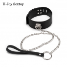 Кожаный ошейник с поводком photo 3