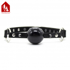 Кляп с мячиком и шипами. Кожа. Черный. photo 3