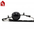 Кляп с мячиком и шипами. Кожа. Черный. photo 1