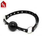 Кляп с мячиком и шипами. Кожа. Черный. photo 5