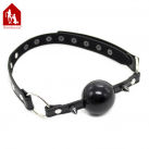 Кляп с мячиком и шипами. Кожа. Черный. photo 2