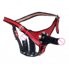 Страпон с черными фаллоимитатором, цвет красный photo 2