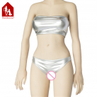 Топ и трусы серебристые латексные photo 2