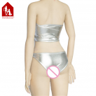 Топ и трусы серебристые латексные photo 1