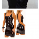 Черное мини платье из искусственной кожи photo 2