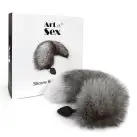 Силіконова анальна пробка з хвостом із натурального хутра Art of Sex size M Artctic fox photo 5