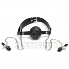 Кляп с мячиком и зажимами для сосков. photo 2