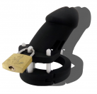 Черное силиконовое кольцо на пенис Cock Cage G7-2-3 с замком photo 6