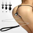 Силіконова анальна пробка Art of Sex Metal Anal Plug with Leash size M з повідцем Black photo 3