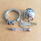 Пояс верности для мужчин. Нержавеющая сталь. С замком. С катетером для стимуляции уретры. photo 1