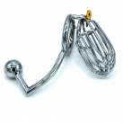 Клетка для пениса стальная с анальным плагином photo 1