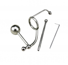 Эрекционное кольцо стальное с анальным шариком и катетером для уретры photo 1