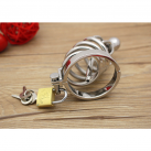 Пояс верности для мужчин. Нержавеющая сталь. С замком. С катетером для стимуляции уретры. photo 1