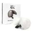 Силіконова анальна пробка з хвостом із натурального хутра Art of Sex size M White fox photo 5