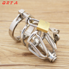 Пояс верности для мужчин. Нержавеющая сталь. С замком. С катетером для стимуляции уретры. photo 2