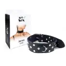 Нашийник з натуральної шкіри із заклепками та стразами Art of Sex - Jenna Collar, Чорний photo 3