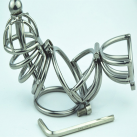 Пояс верности для мужчин. Нержавеющая сталь. С замком. С катетером для стимуляции уретры. photo 2