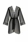 Пеньюар Passion Amberly Peignoir 6XL/7XL black, ажурні декольте та манжети, широкі рукави photo 3