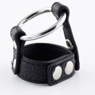 Эрекционное кольцо двойное (кожа/метал) photo 2