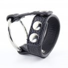 Эрекционное кольцо двойное (кожа/метал) photo 1