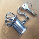 Пояс верности для мужчин. Нержавеющая сталь. С замком. С катетером для стимуляции уретры. photo 1