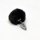 Металева анальна пробка Кролячий хвостик Alive Fluffy Twist Plug S Black, діаметр 2,9 см photo 2