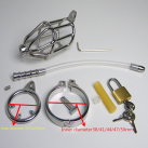 Пояс верности для мужчин. Нержавеющая сталь. С замком. С катетером для стимуляции уретры. photo 3