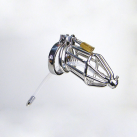 Пояс верности для мужчин. Нержавеющая сталь. С замком. С катетером для стимуляции уретры. photo 1