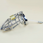 Пояс верности для мужчин. Нержавеющая сталь. С замком. С катетером для стимуляции уретры. photo 2